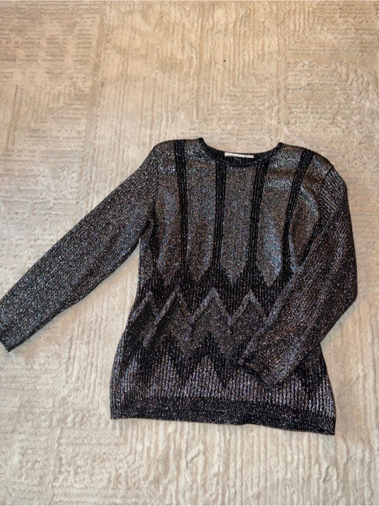 no brand Sweaters - Metallic Black Crew Neck Sweater